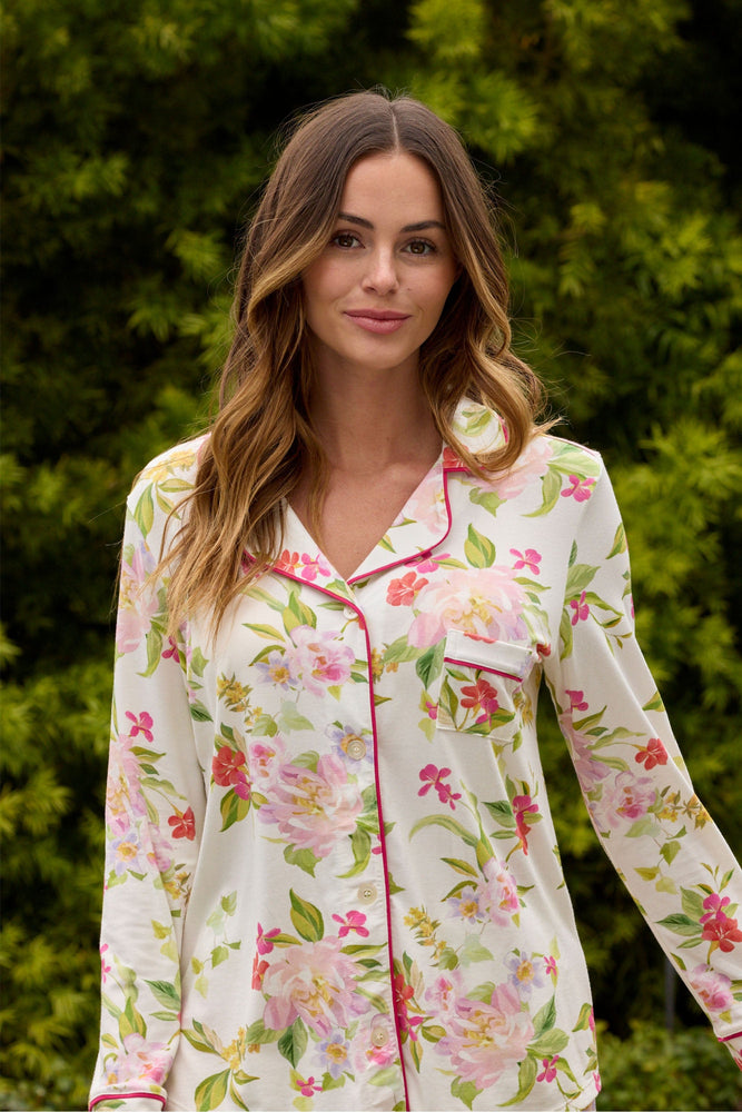 Florentina Pima Knit Long-Sleeved Pajama Main White