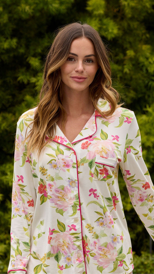 Florentina Pima Knit Long-Sleeved Pajama Main White