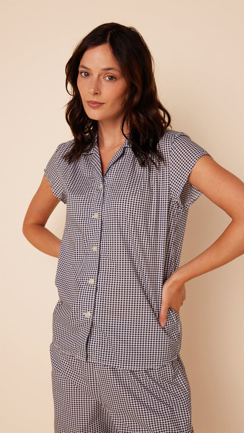 Classic Gingham Luxe Pima Capri - Midnight Wide Midnight