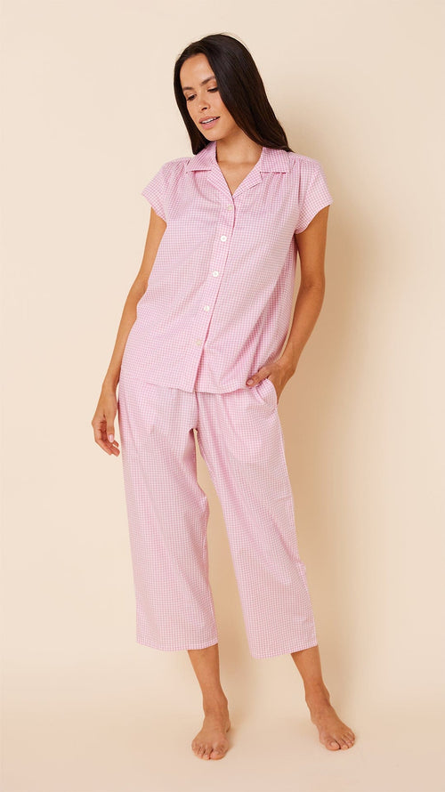 Classic Gingham Capri Luxe Pima - Pink Hover Pink