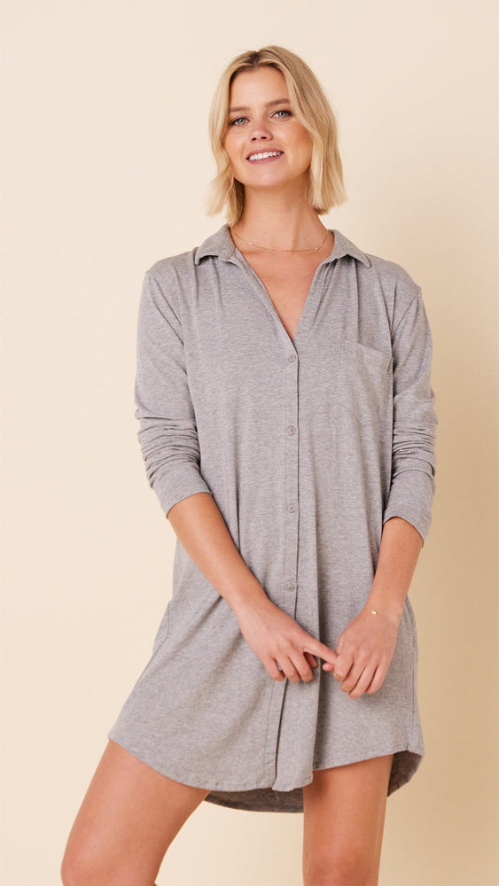 Classic Pima Knit Night Shirt - Heather Grey Main Heather Grey