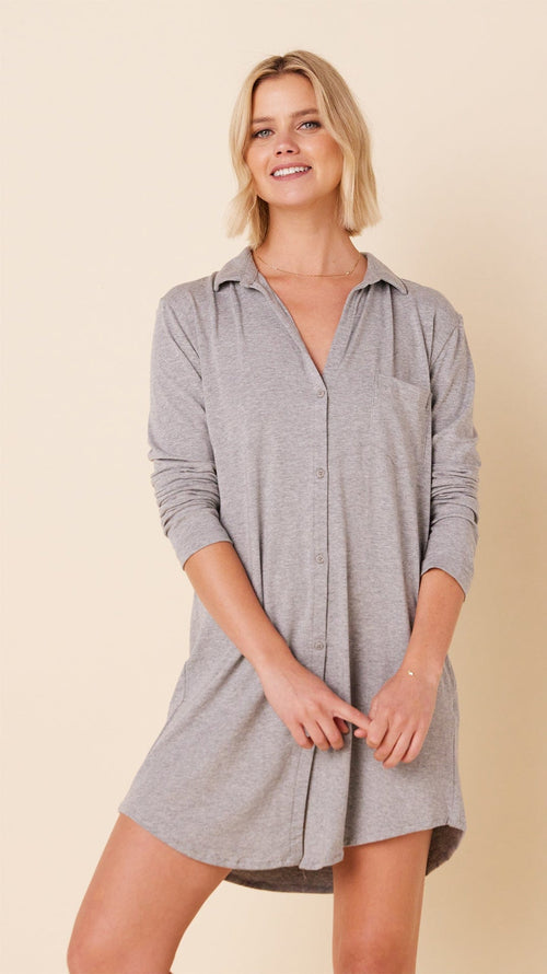 Classic Pima Knit Night Shirt - Heather Grey Main Heather Grey