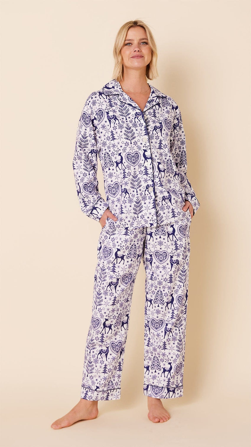 Holly Jolly Flannel Pajama - Blue Hover Blue