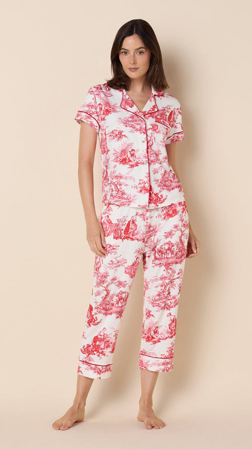 Idle Hours Pima Knit Capri Set Extra Wide White