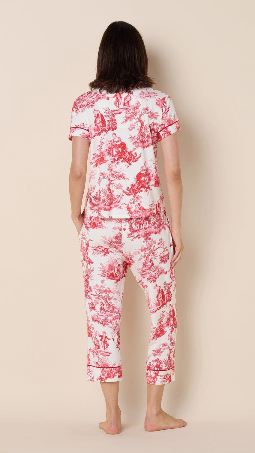 Idle Hours Pima Knit Capri Set Hover White