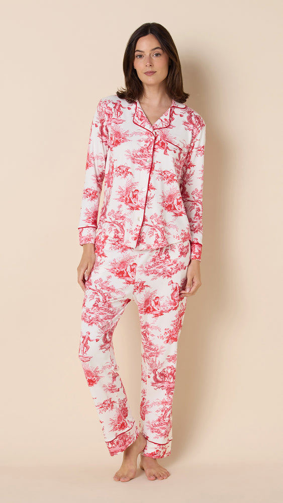 Idle Hours Pima Knit Long-Sleeved Pajama Hover Wide White