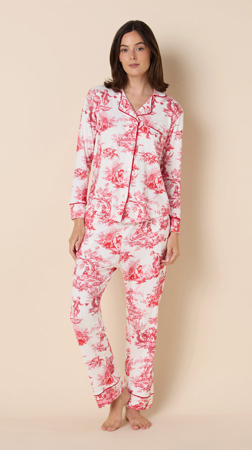 Idle Hours Pima Knit Long-Sleeved Pajama Hover Wide White