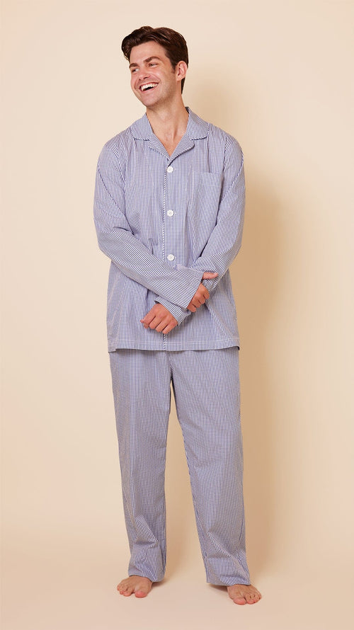 East Side Men's Luxe Pima Pajama - Blue Main Blue