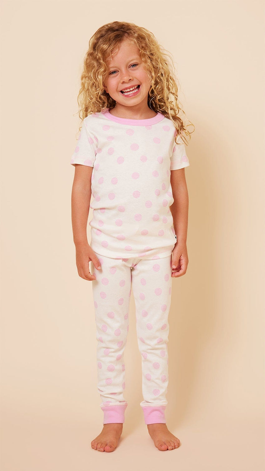 Kids Sprinkle Dots Pima Knit Short-Sleeved Pajama Main Pink