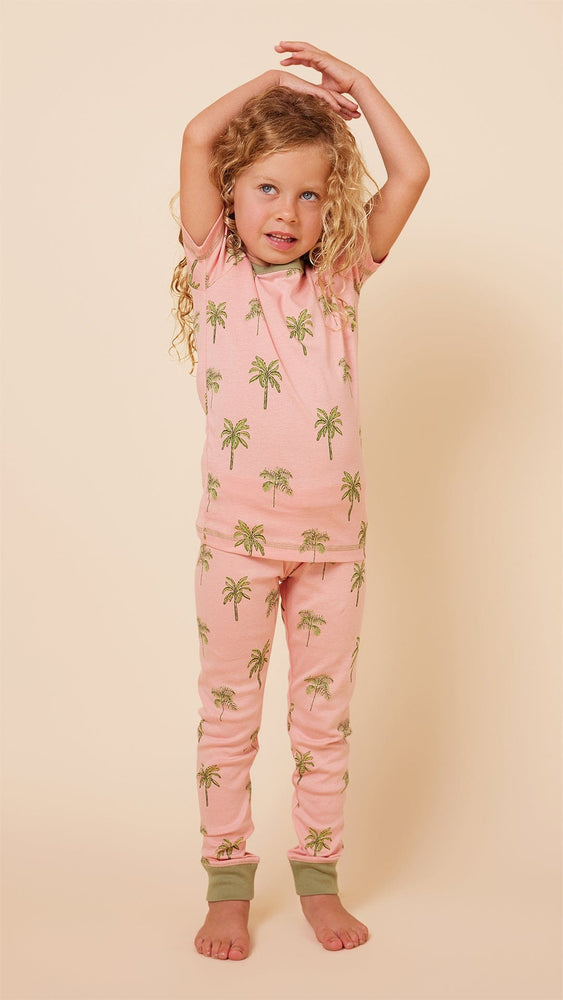 Kids Tahiti Palm Pima Knit Long-Sleeved Pajama Main Pink