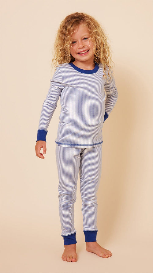 Simple Stripe Kids Pima Knit Pajama Main White