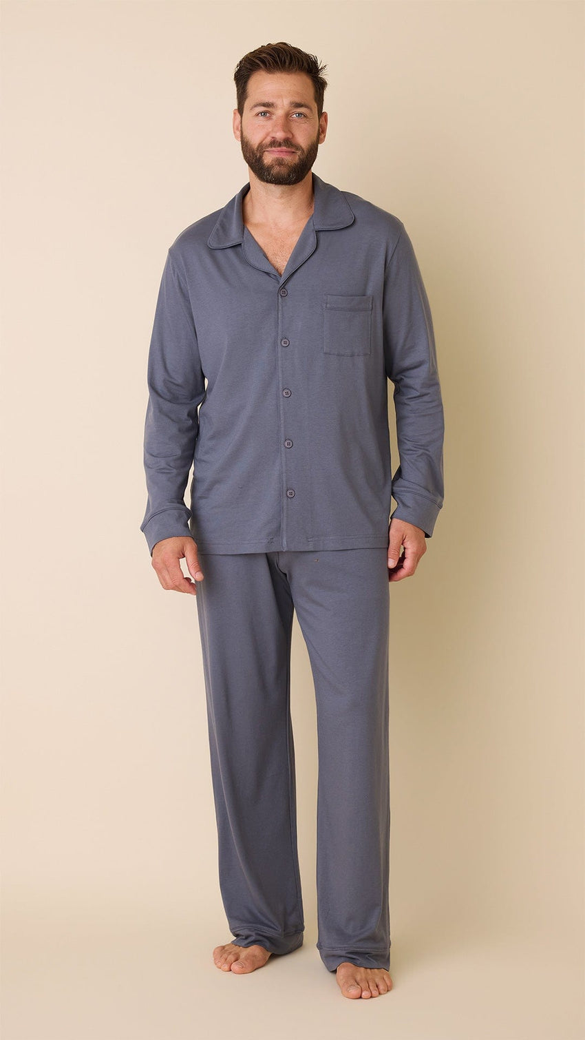 Classic Men's Pima Knit Pajama Set - Steel Grey Hover Steel