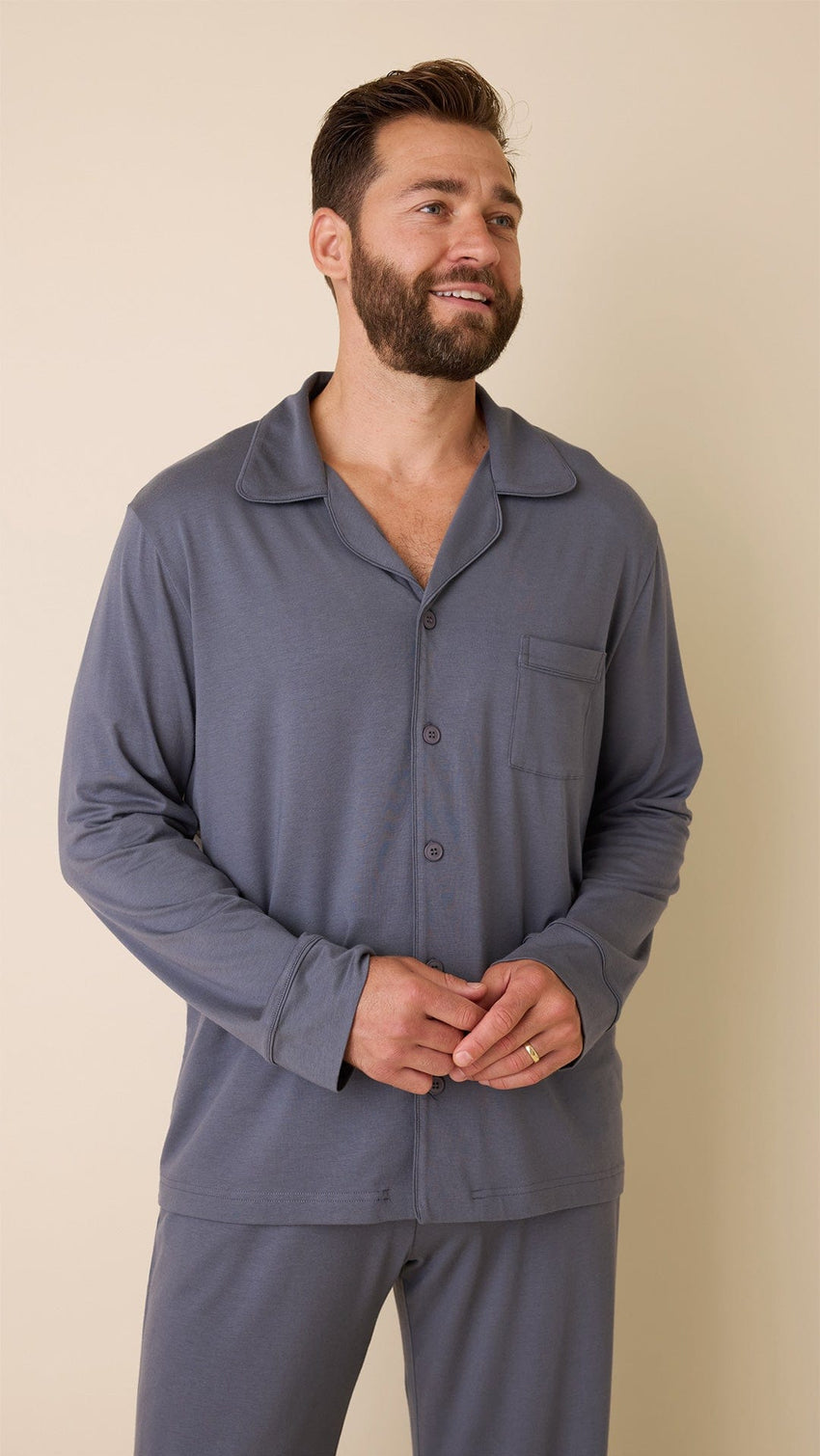Classic Men's Pima Knit Pajama Set - Steel Grey Main Steel