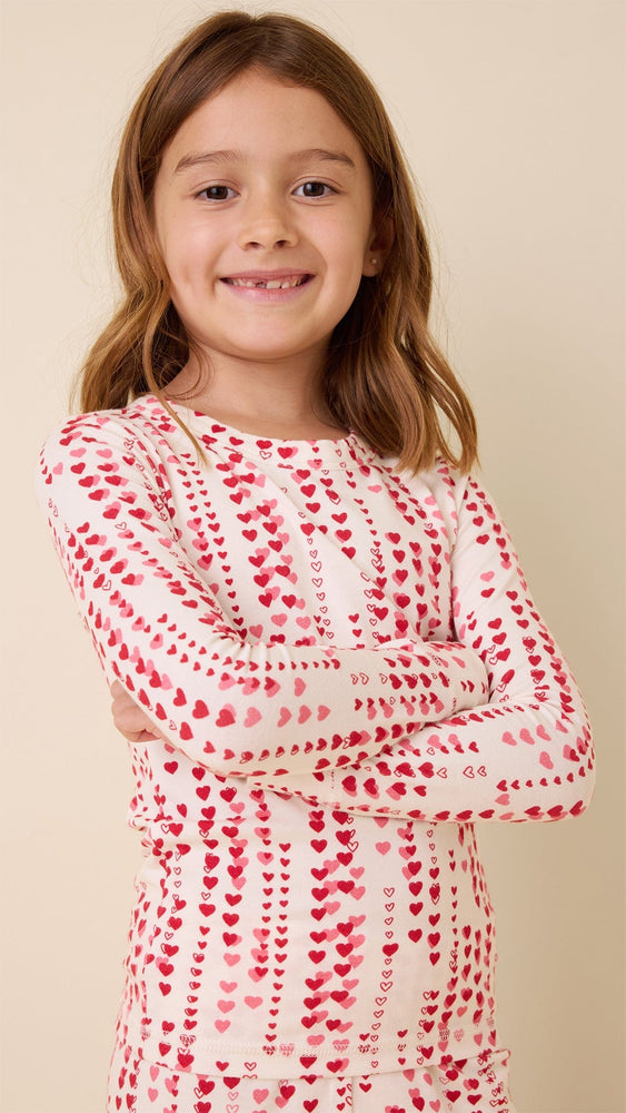 Dreamy Hearts Pima Knit Kids Pajama - White Extra Hover White