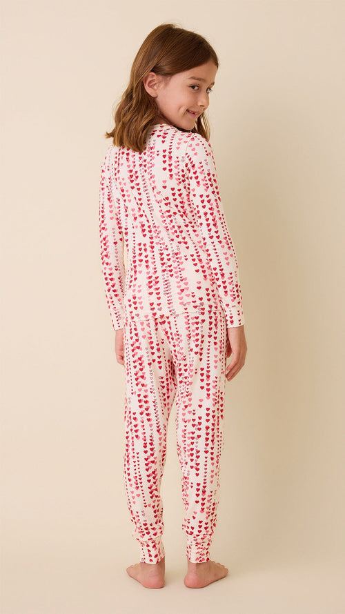 Dreamy Hearts Pima Knit Kids Pajama - White Extra White