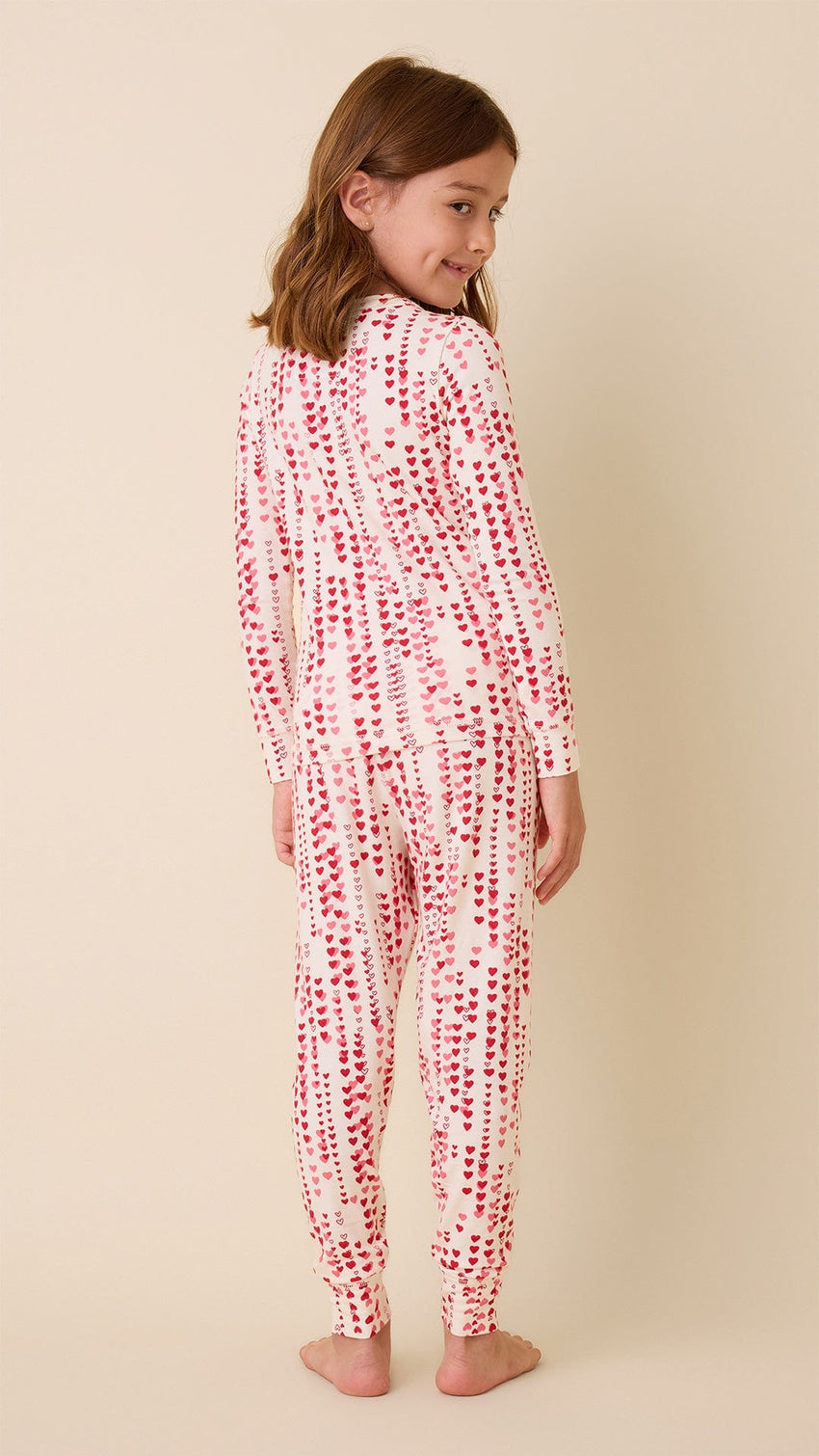 Dreamy Hearts Pima Knit Kids Pajama - White Extra White