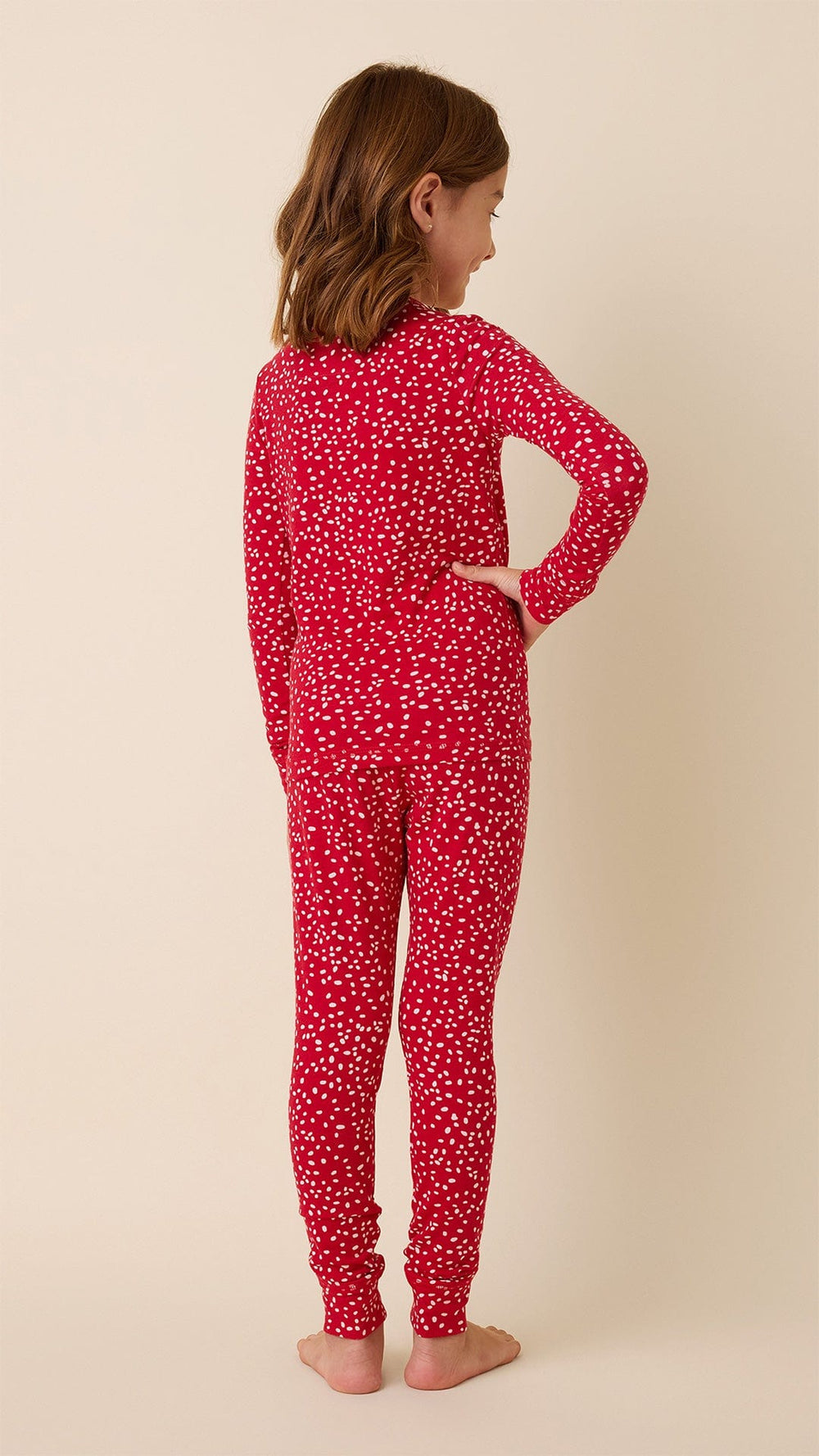 Confetti Dot Pima Knit Kids Pajama - Red Hover Red