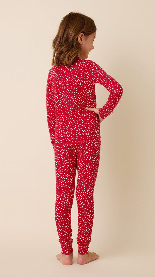 Confetti Dot Pima Knit Kids Pajama - Red Hover Red