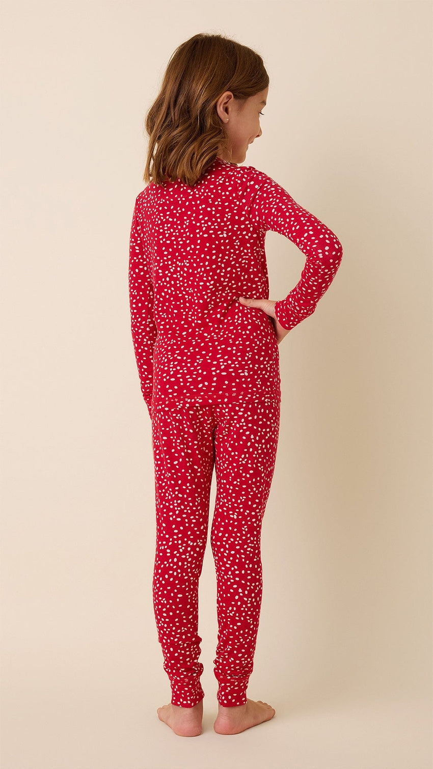 Confetti Dot Pima Knit Kids Pajama - Red Hover Red