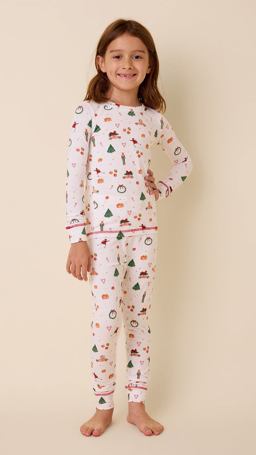 A Very Vintage Christmas Pima Knit Kids Pajama - White Main White