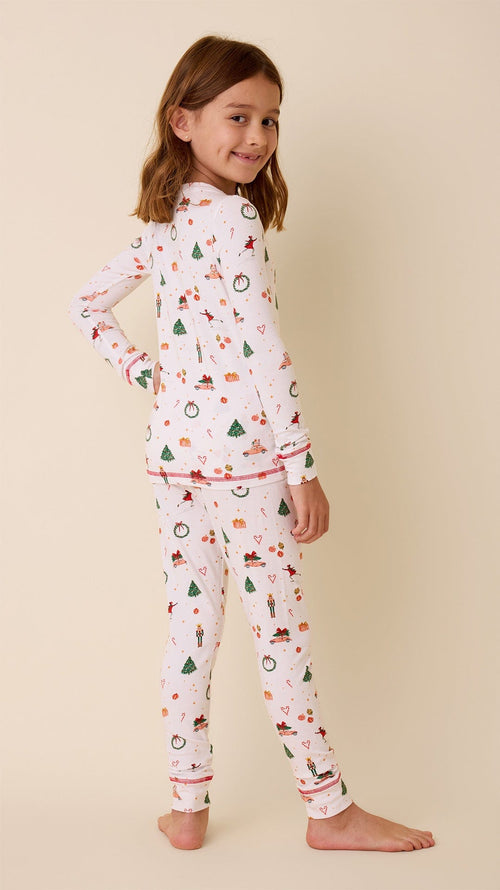 A Very Vintage Christmas Pima Knit Kids Pajama - White Extra White
