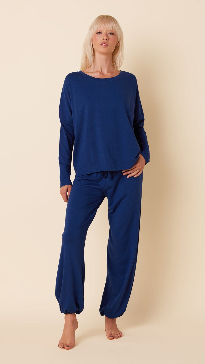 Classic Pima Knit Pullover Set - Marine Blue Main Marine Blue