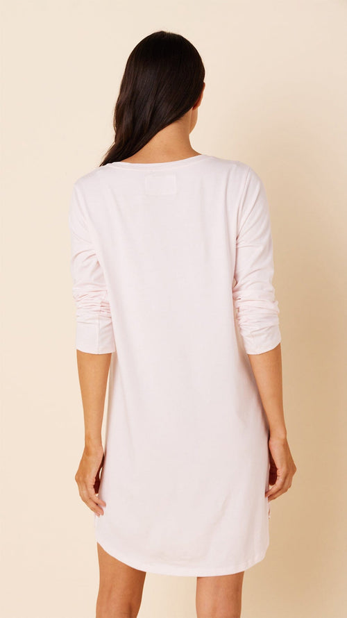Classic Pima Knit Long-Sleeved Sleep Shirt - Pink Moment Hover Extra Pink Moment