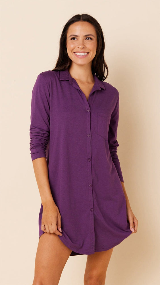 Classic Pima Knit Night Shirt - Aubergine Main Aubergine