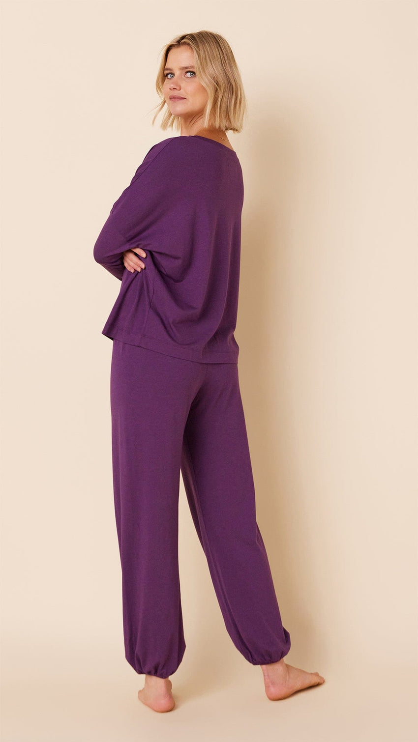 Classic Pima Knit Pullover Set - Aubergine Hover Aubergine