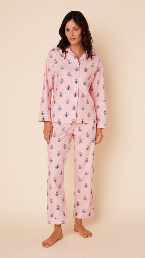 Queen Bee Flannel Pajama - Pink Hover Pink