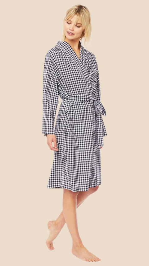 Gingham Luxe Pima Kimono Robe