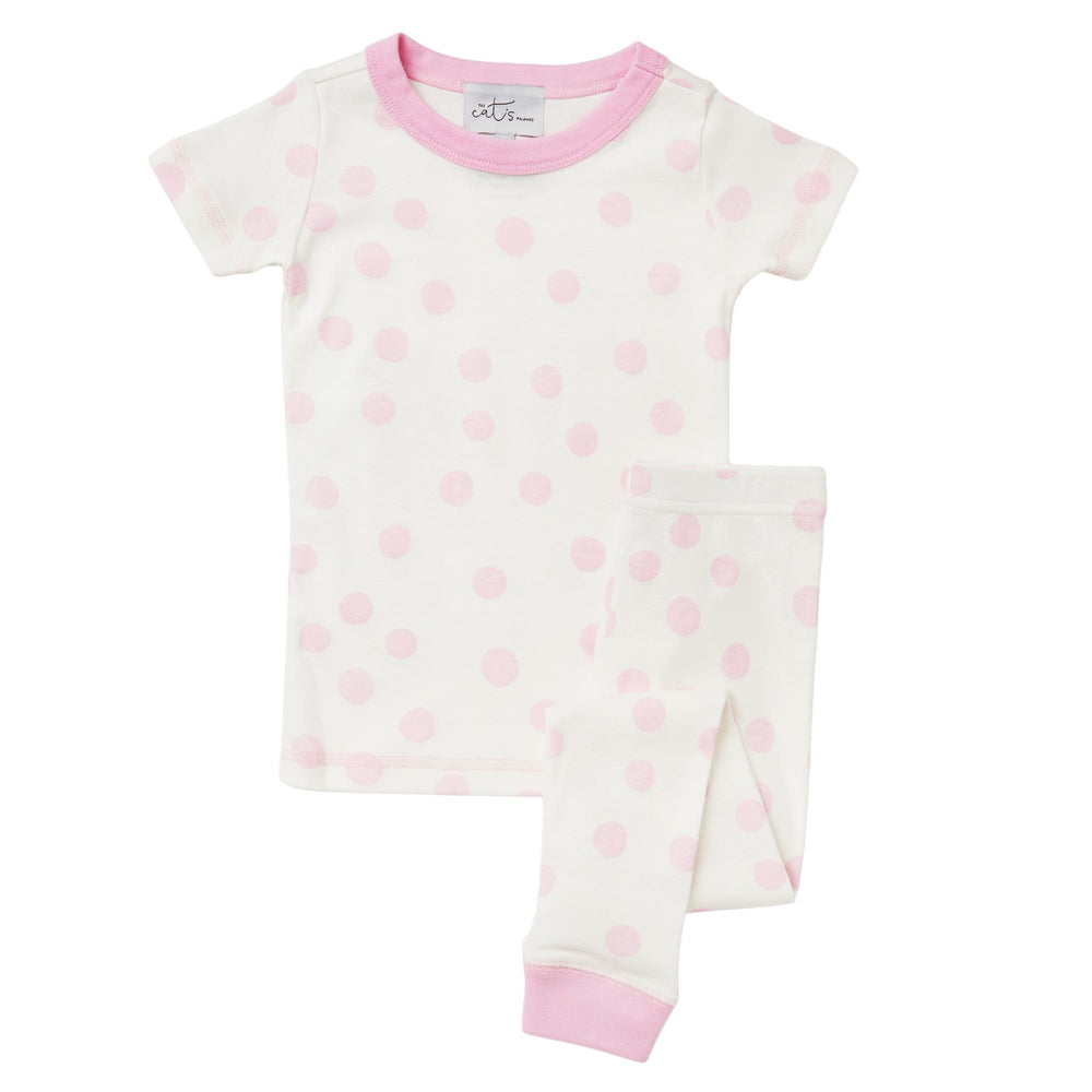 Kids Sprinkle Dots Pima Knit Short-Sleeved Pajama Hover Wide Pink
