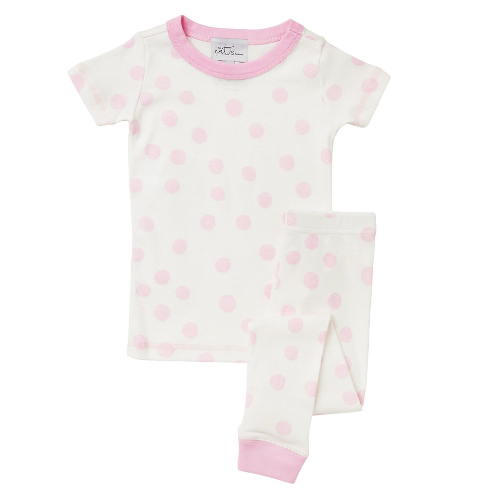 Kids Sprinkle Dots Pima Knit Short-Sleeved Pajama Wide Pink