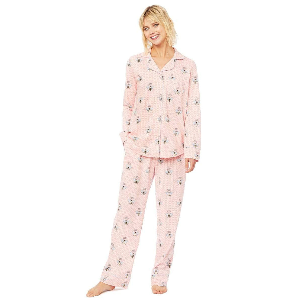 Queen Bee Pima Knit Long-Sleeved Pajama Main Pink