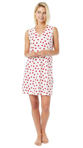 Sprinkle Dots Pima Knit Nightgown - Red