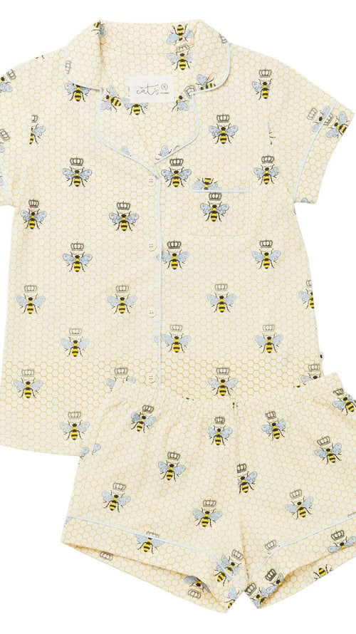 Queen Bee Pima Knit Short Set Wide Honey