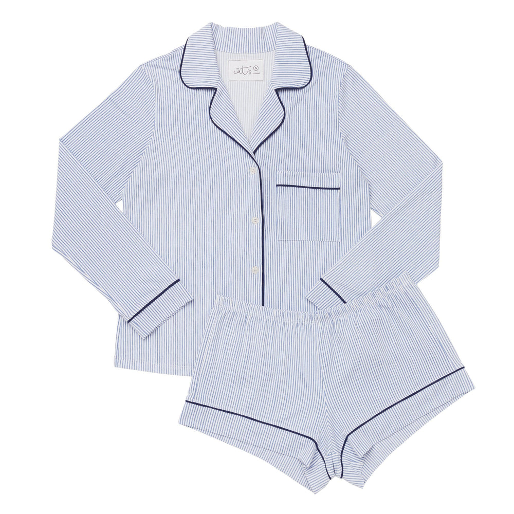 Simple Stripe Pima Knit Long-Sleeved Short Set – The Cat's Pajamas