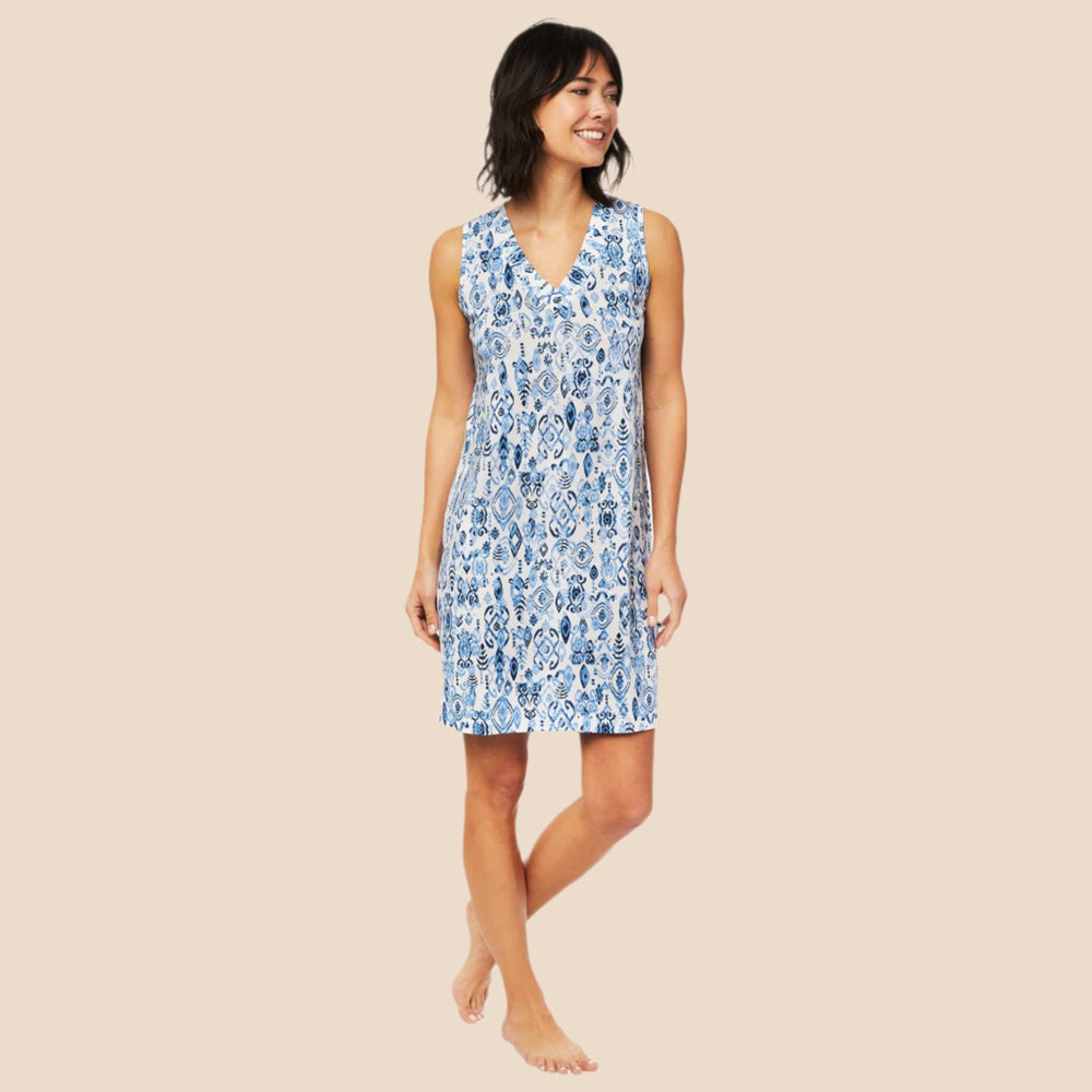 Ikat Marine Pima Knit Nightgown Ikat Marine Pima Knit Nightgown