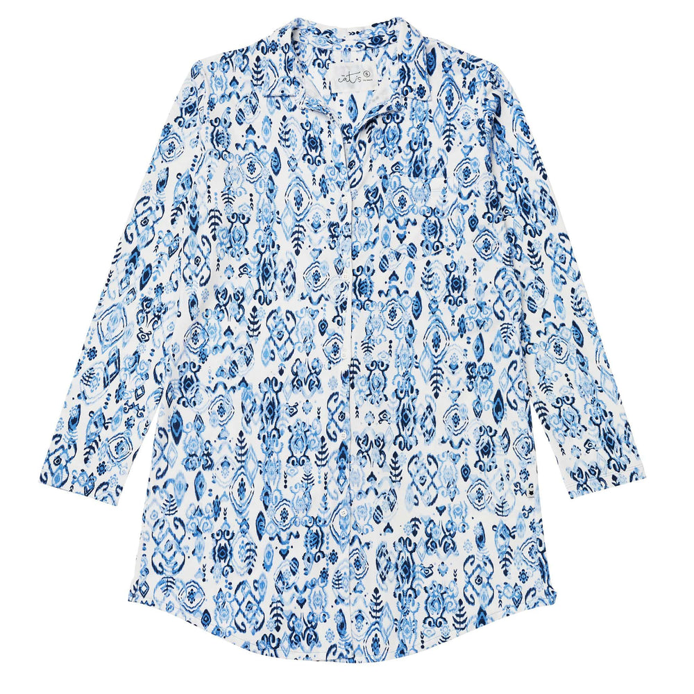 Ikat Marine Pima Knit Night Shirt Ikat Marine Pima Knit Night Shirt