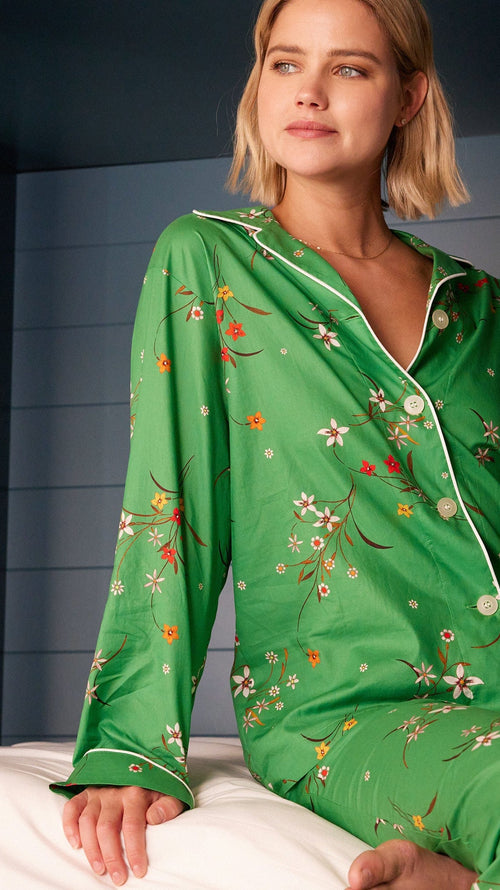 Amelia Luxe Pima Pajama Wide Green
