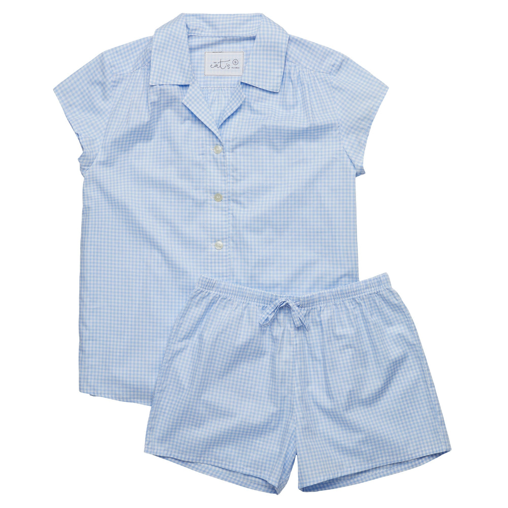 Classic Gingham Luxe Pima Short Set Extra Blue