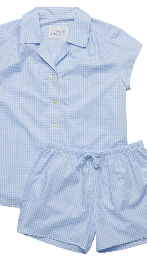 Classic Gingham Luxe Pima Short Set - Blue Extra Blue