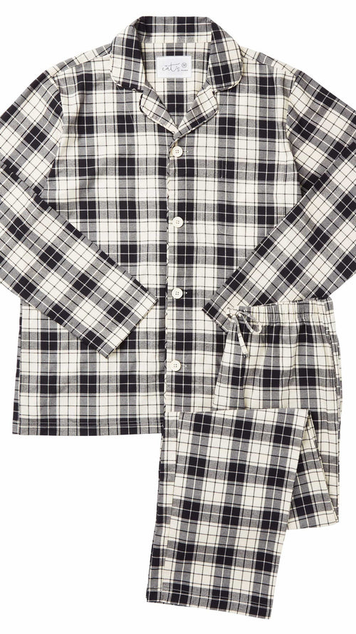 Denmark Men's Pima Flannel Pajama Wide Black