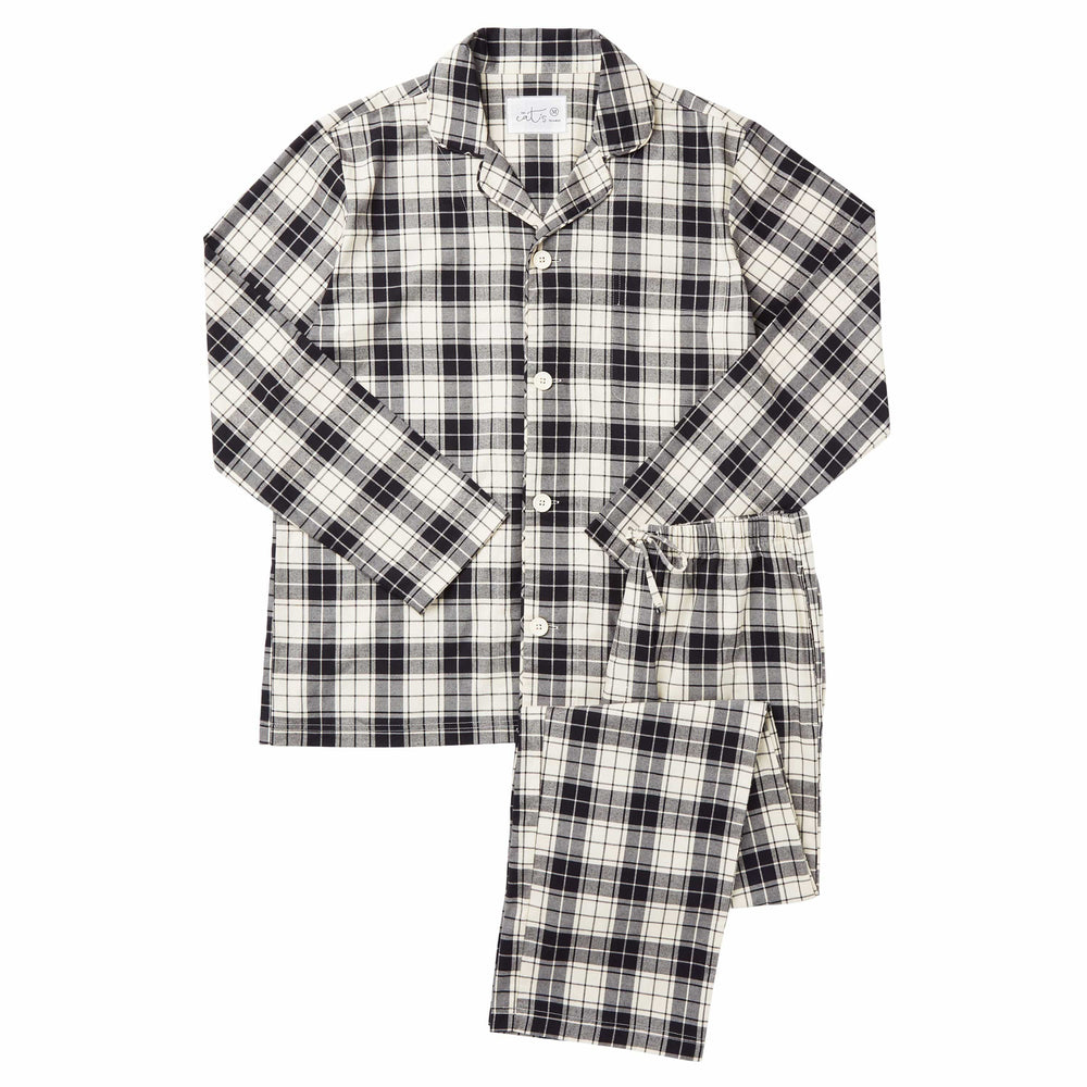 Denmark Men's Pima Flannel Pajama Wide Black