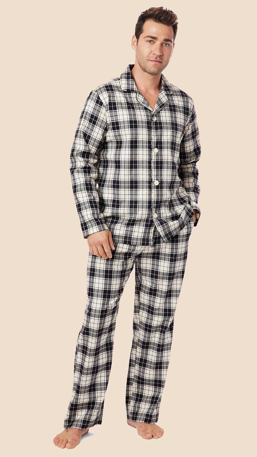 Flannel People Mens 100% Cotton Flannel Pajama Set with Pant