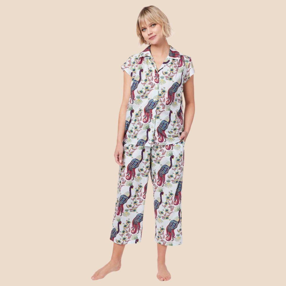 Peacock Tropicale Luxe Pima Capri Hover White