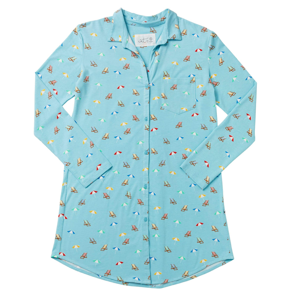 Positano Pima Knit Night Shirt Description Blue