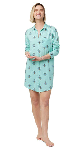 Women's Cotton Nightshirt Button Up Long Sleeves Sleep Shirt, Button Up Sleep  Shirts