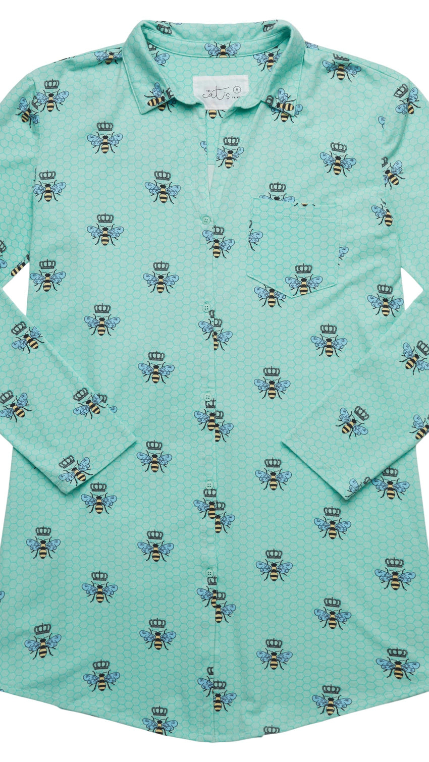 Queen Bee Pima Knit Night Shirt Wide Mint