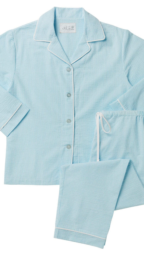 Seersucker Stripe Pajama Extra Blue
